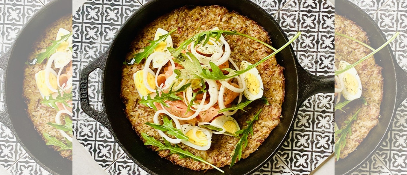 LEMON PEPPER HASH BROWNS WITH SMOKED SALMON