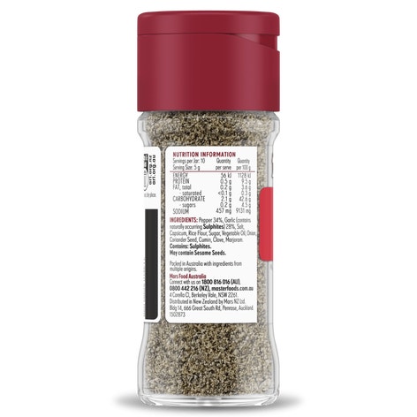 MASTERFOODS Seasoning Garlic Pepper 50g Jar