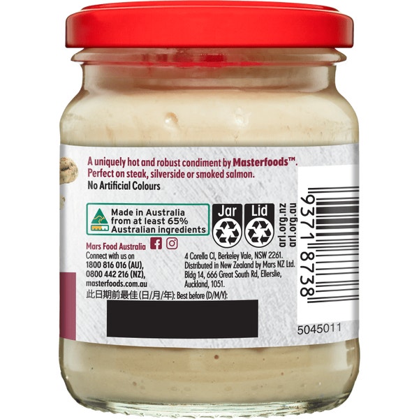 MASTERFOODS Horseradish Cream 175g Jar