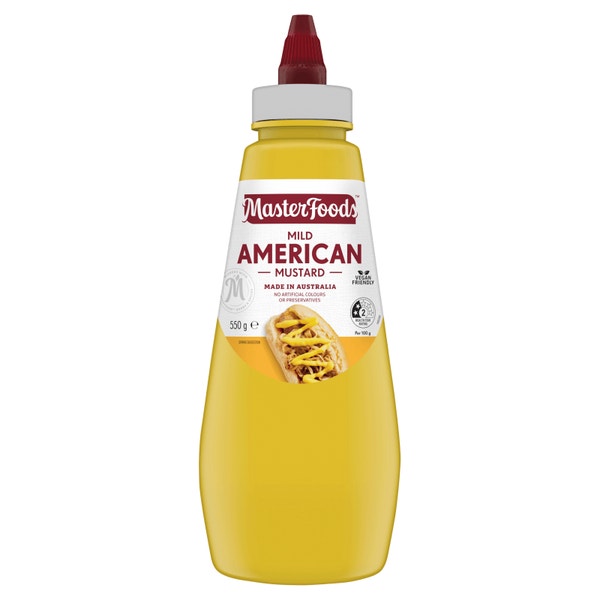 MASTERFOODS Mustard Mild American 550g Squeezy Bottle