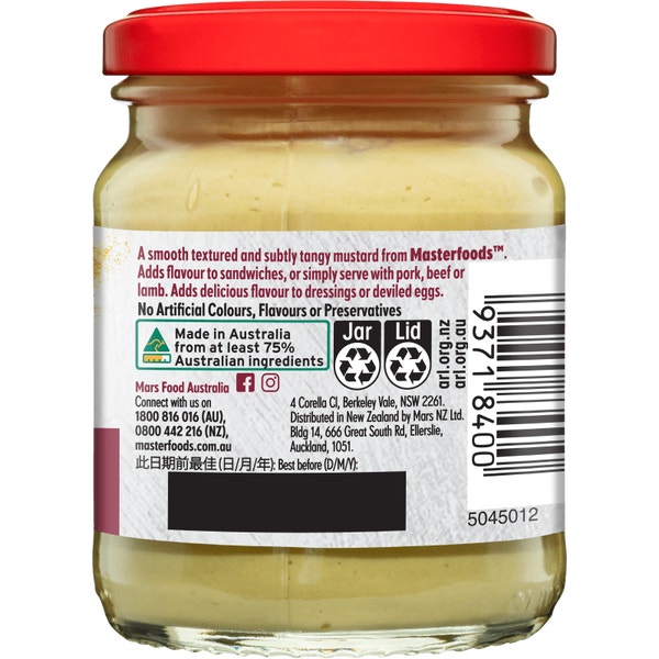 MASTERFOODS Mustard Dijon 170g Jar