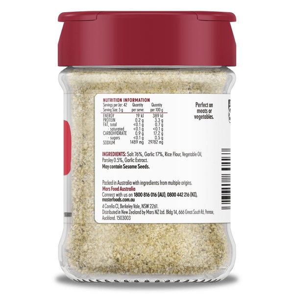 MASTERFOODS Seasoning Garlic Salt 210g Jar