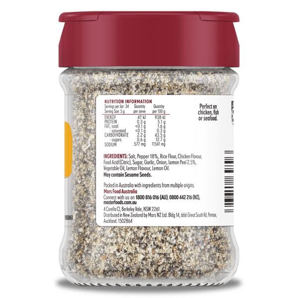 MASTERFOODS Seasoning Lemon Pepper 170g Jar