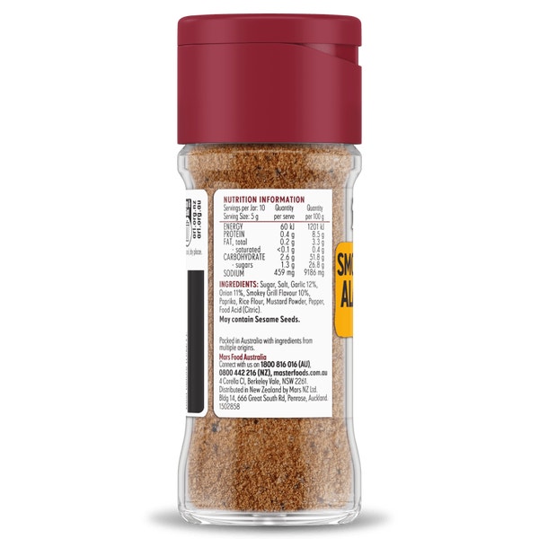 MASTERFOODS Smoked & Charred Alabama Style Rub 52g Jar