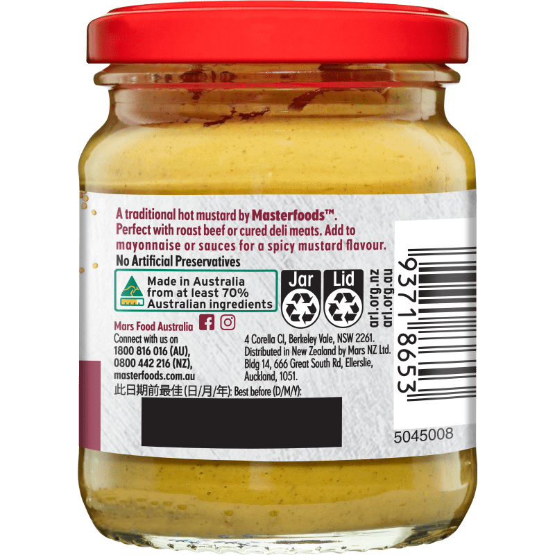 Enjoy our traditional Hot English Mustard MasterFoods™