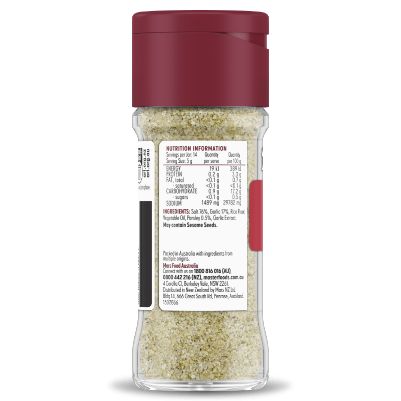 MASTERFOODS Seasoning Garlic Salt 70g Jar